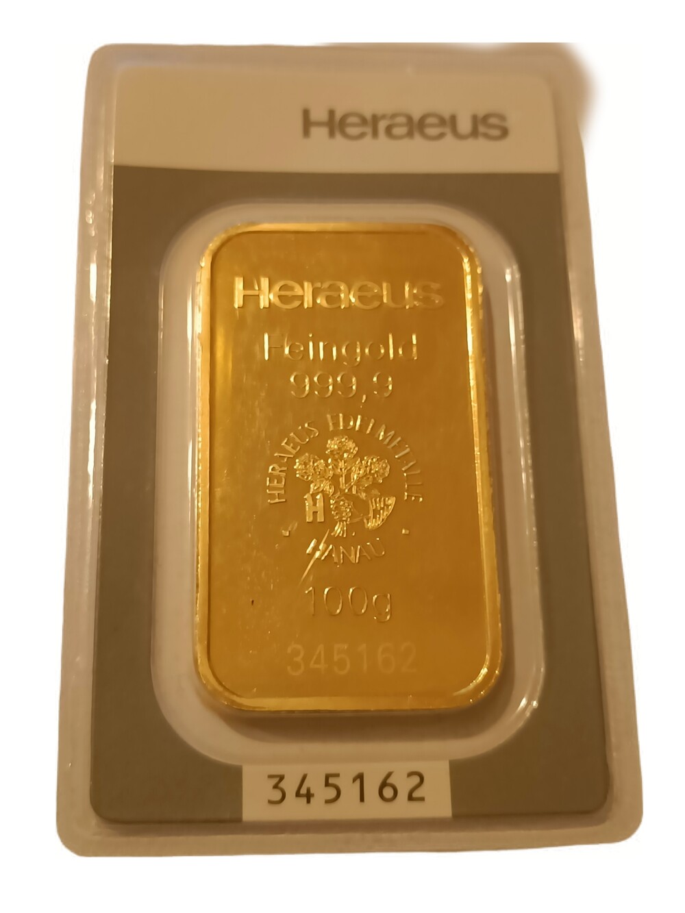 100 Gram goudbaar Heraeus