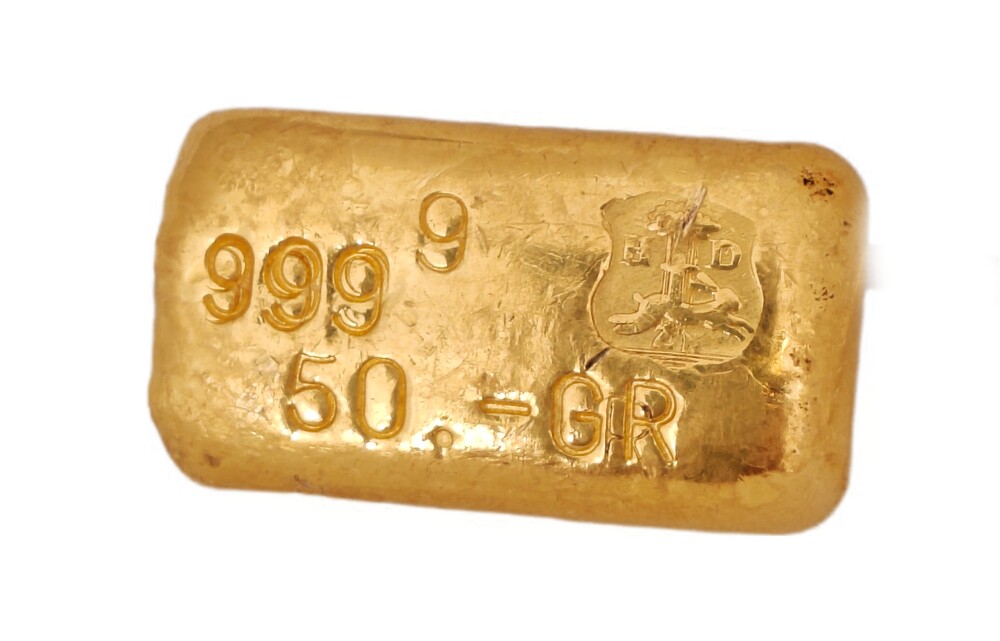 50 Gram goudbaar Drijfhout
