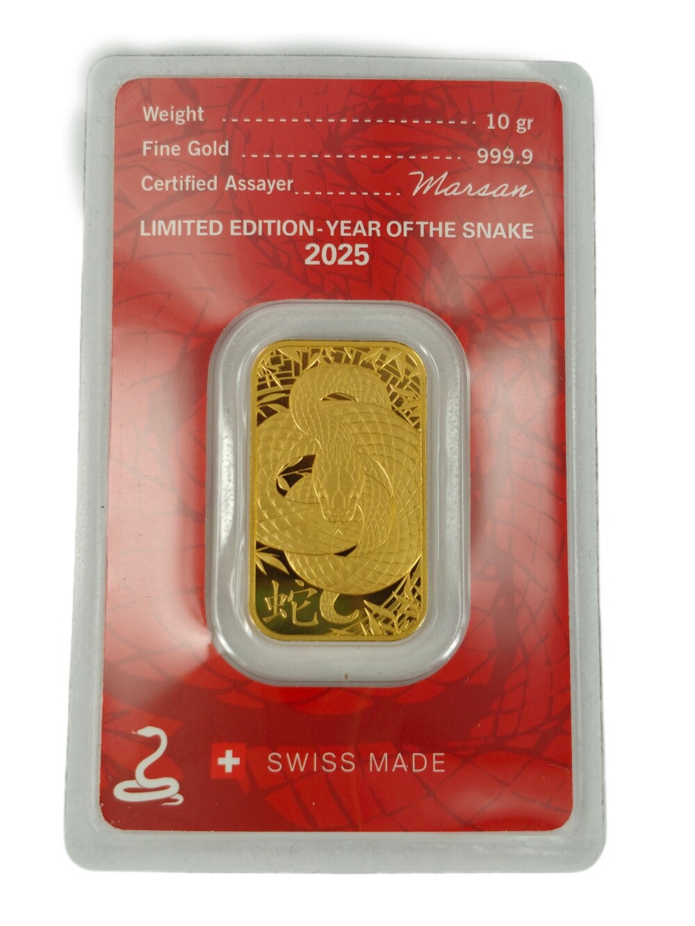 10 Gram goudbaar Argor Heraeus Snake 2025