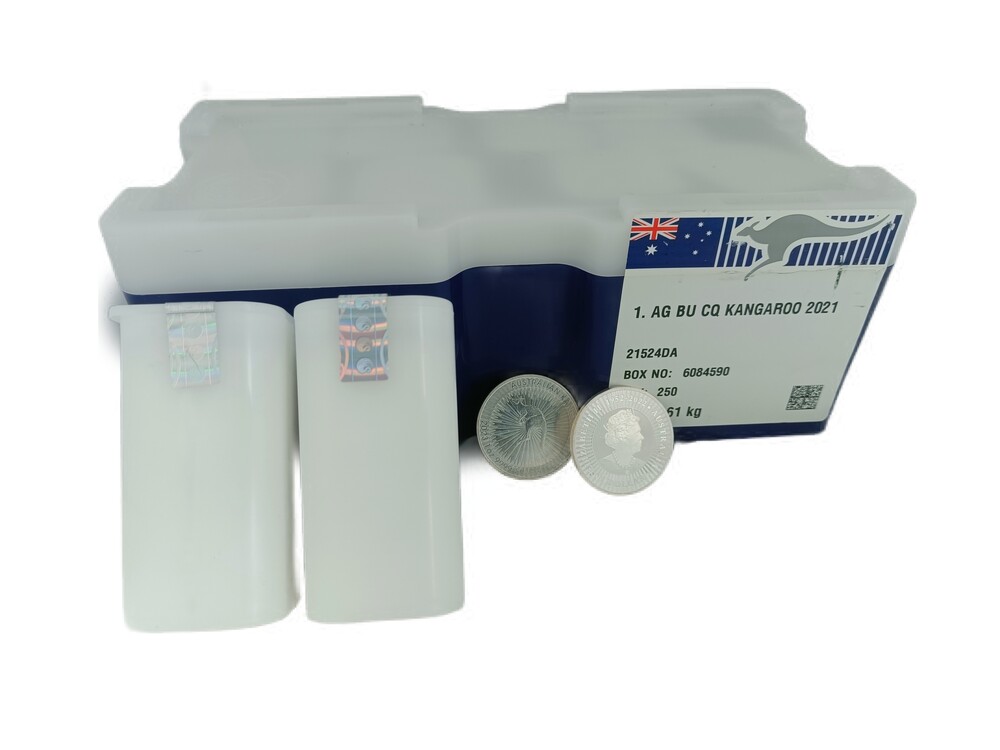250 x 1 Oz zilveren Kangaroo monsterbox