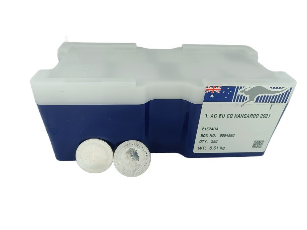 250 x 1 Oz zilveren Kangaroo monsterbox