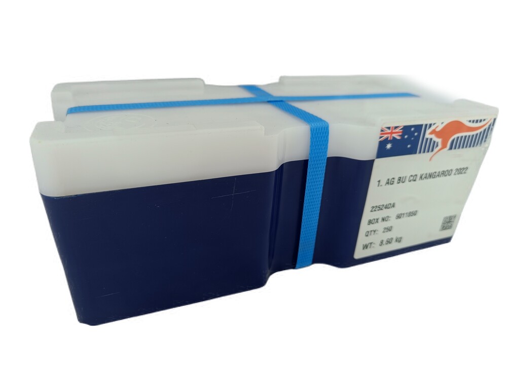 250 x 1 Oz zilveren Kangaroo monsterbox