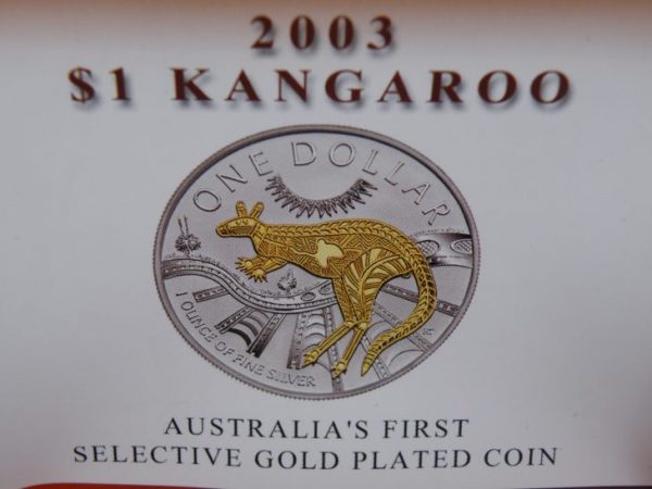 Kangaroo silver 1 ounce 2003 gilded gold