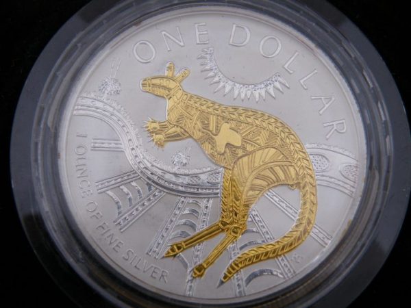 Kangaroo silver 1 ounce 2003 gilded gold