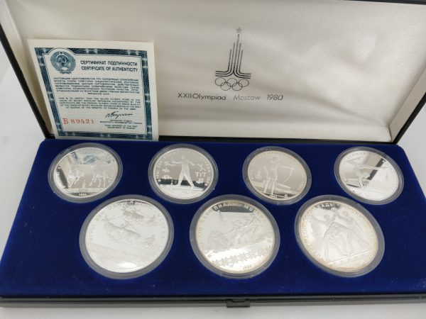 Zilveren munten Rusland Olypische spelen 1980 5 roebels en 10 roebels muntenset