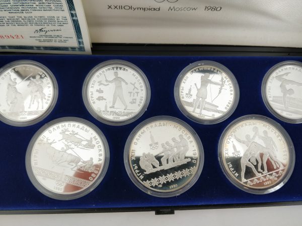 Zilveren munten Rusland Olypische spelen 1980 5 roebels en 10 roebels muntenset