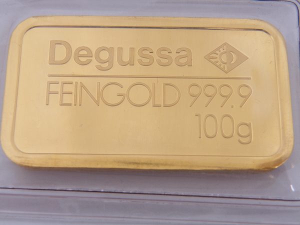 100 gram goud goudbaar Degussa
