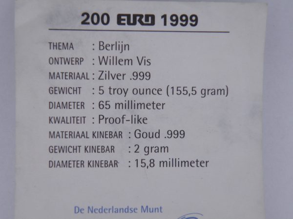 200 euro willem vis munt zilver en goud
