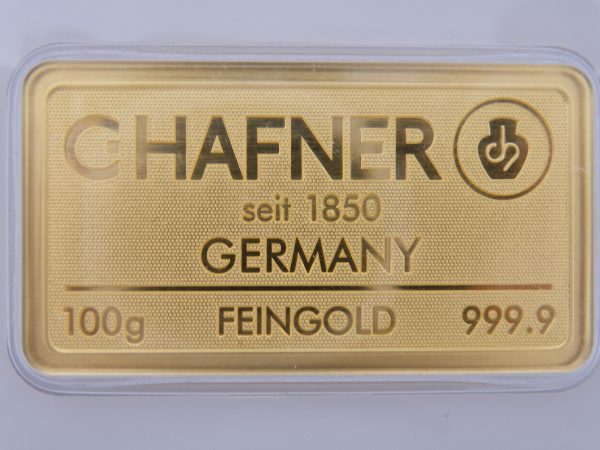 100 gram goudbaar Hafner