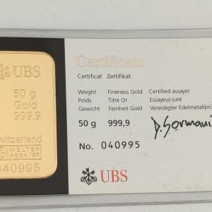UBS bank Argor Chiasso goudbaar 50 gram