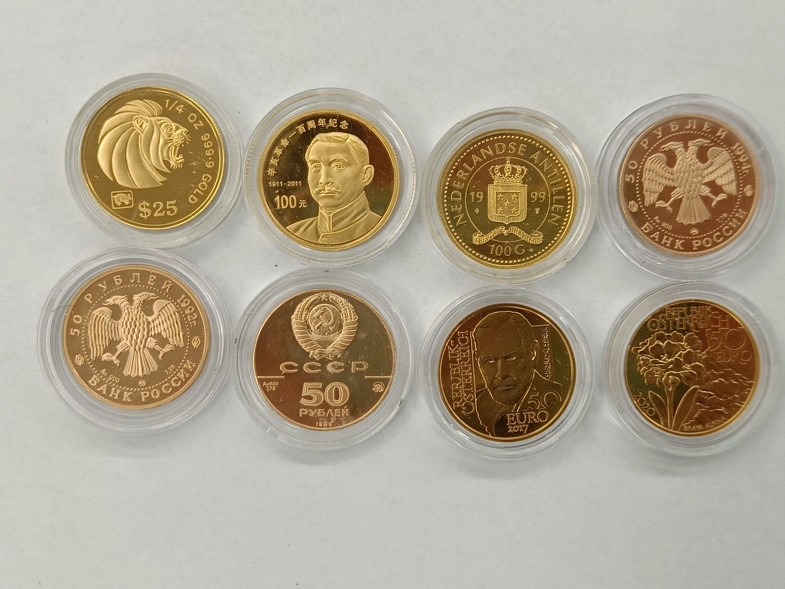 Kavel gouden 1/4 oz 8 x munten