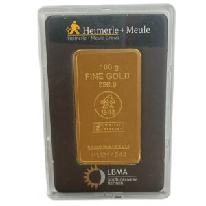 Heimerle & Meule goudbaar 100 gram voorkant certificaat