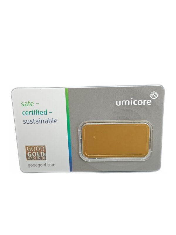 Goudbaar 20 gram Umicore certificaat achterkant
