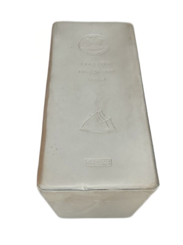 Zilveren-baar-15-kilo-Fiji-Islands-voorkant-schuin